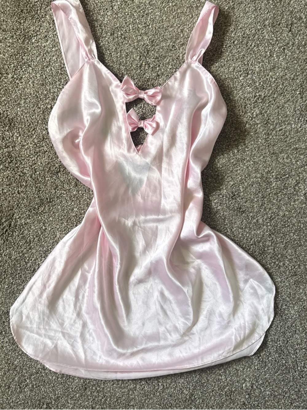 Soft Pink Satin Bow-Front Slip Dress